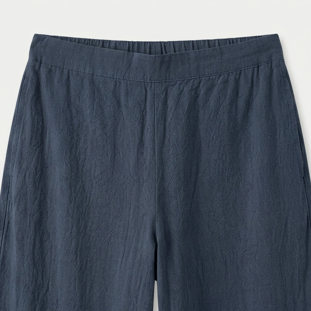 Women's Cropped Barrel Pants – Elastic Waist, Tulip Hem