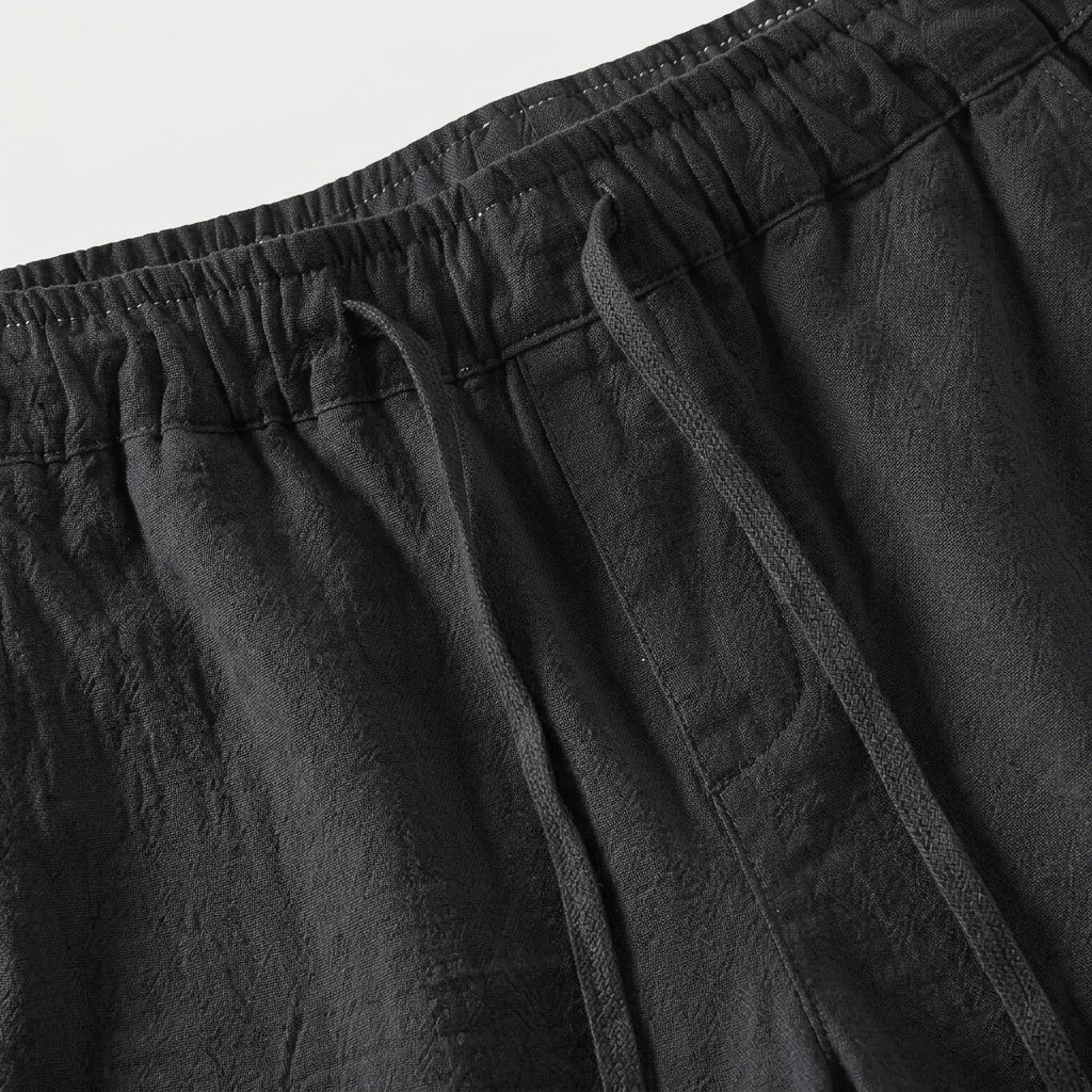 Men's Textured Cotton Drawstring Shorts – Elastic Waist