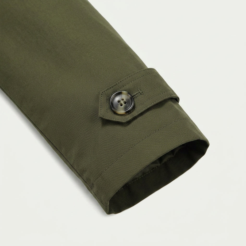 Men's Short Trench Coat – Single-Breasted, Cotton Blend