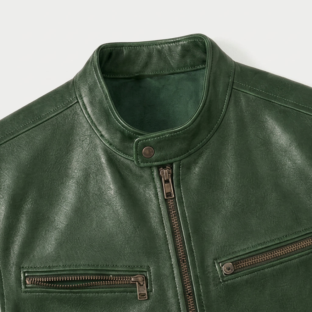 Men's Fitted Faux Leather Jacket – Zip Pockets