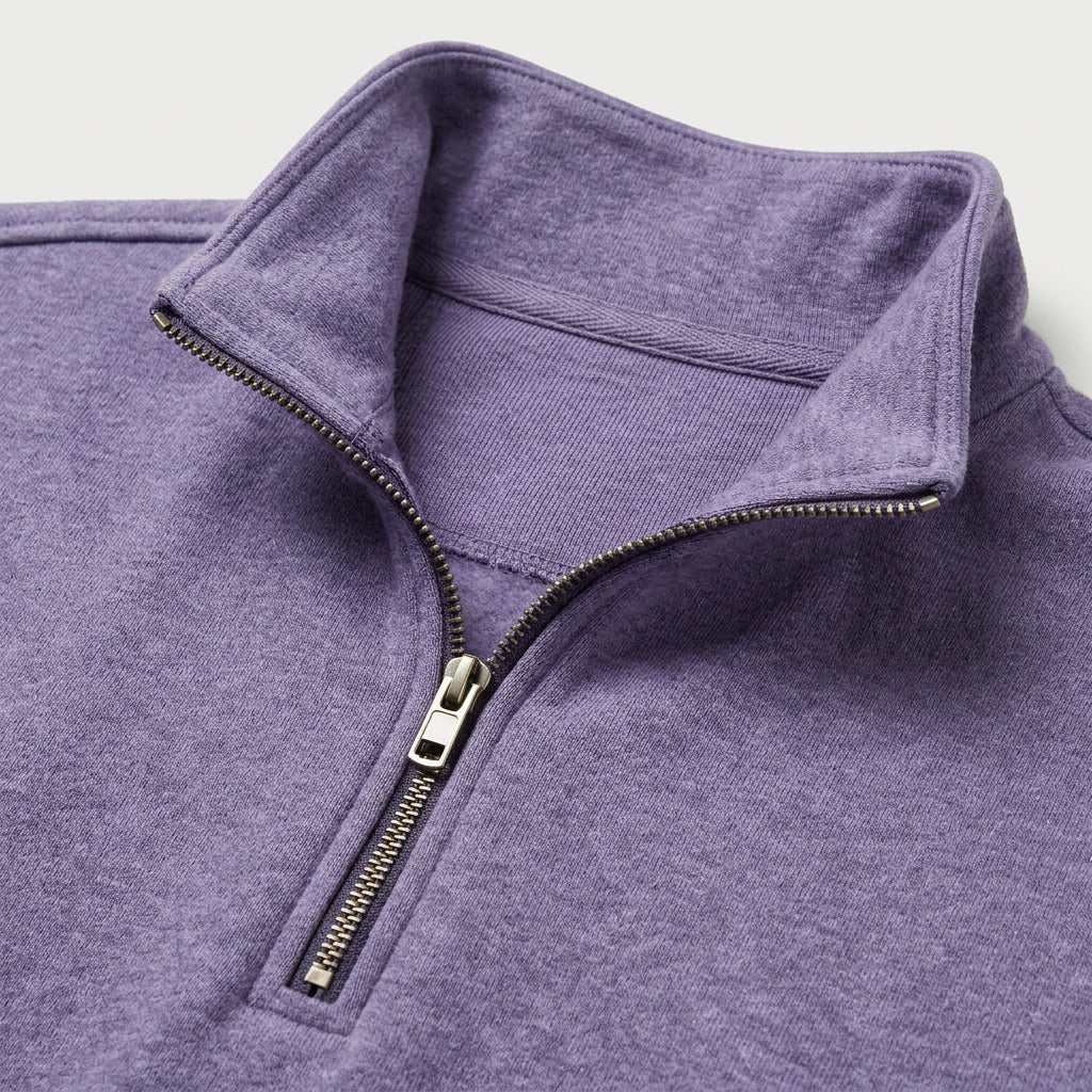 Men's Quarter-Zip Sweatshirt – Stand Collar, Brushed Fleece