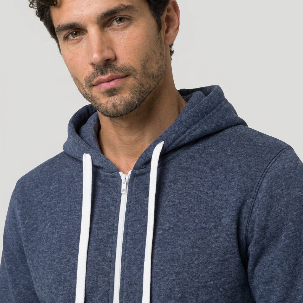 Men's Heathered Knit Zip Hoodie – Kangaroo Pocket
