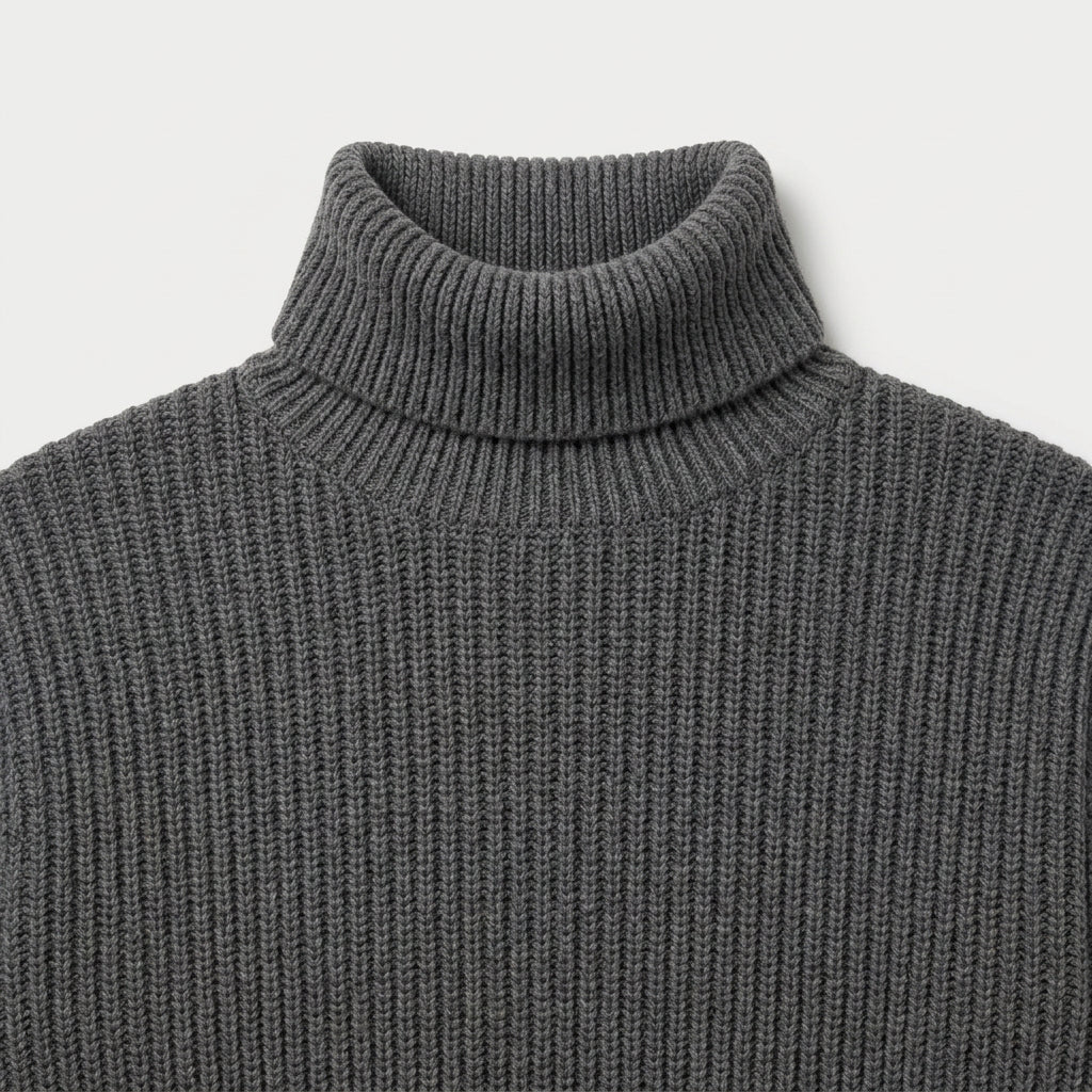 Women's Ribbed Chunky Knit Turtleneck Sweater – Relaxed Fit