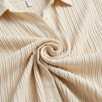 Women's Ribbed Co-Ord Set – Oversized Shirt, Wide-Leg Pants