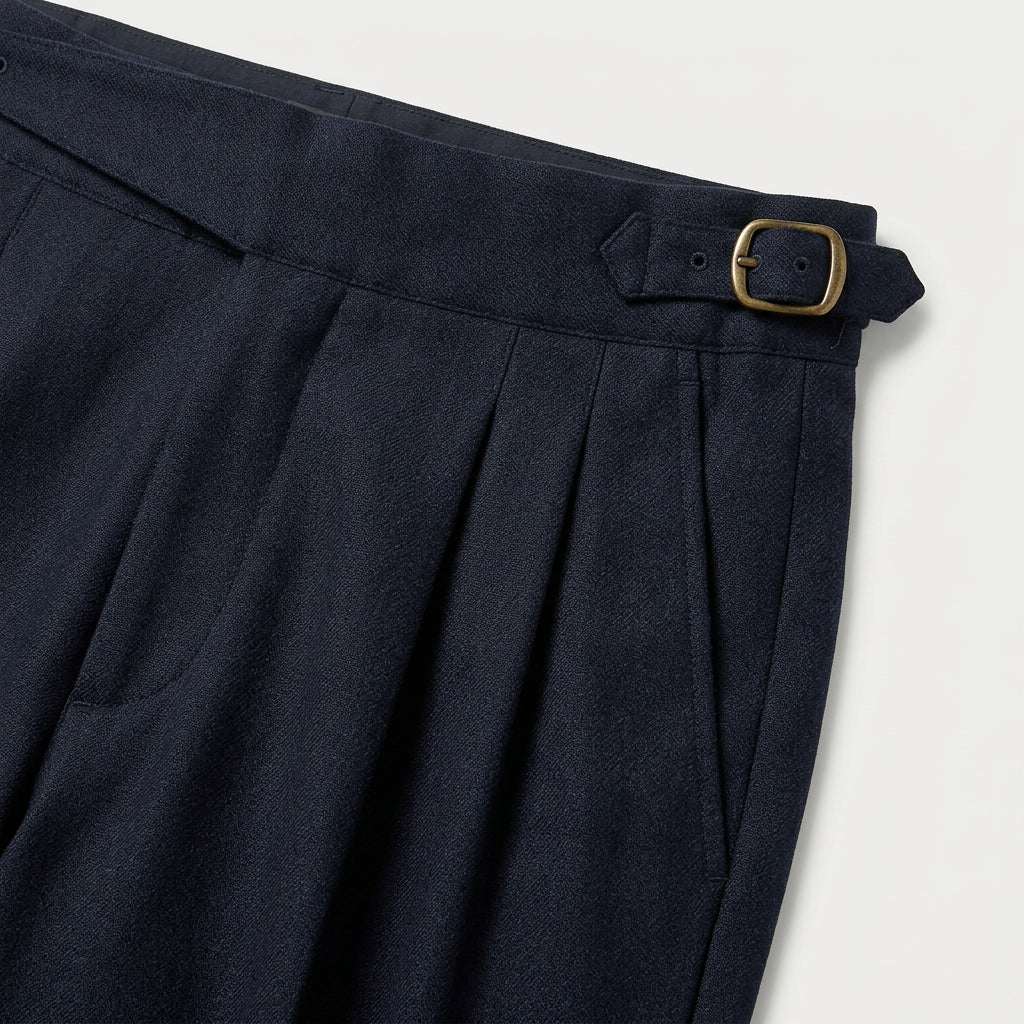 Men's Pleated Gurkha High Waist Trousers – Side Buckles