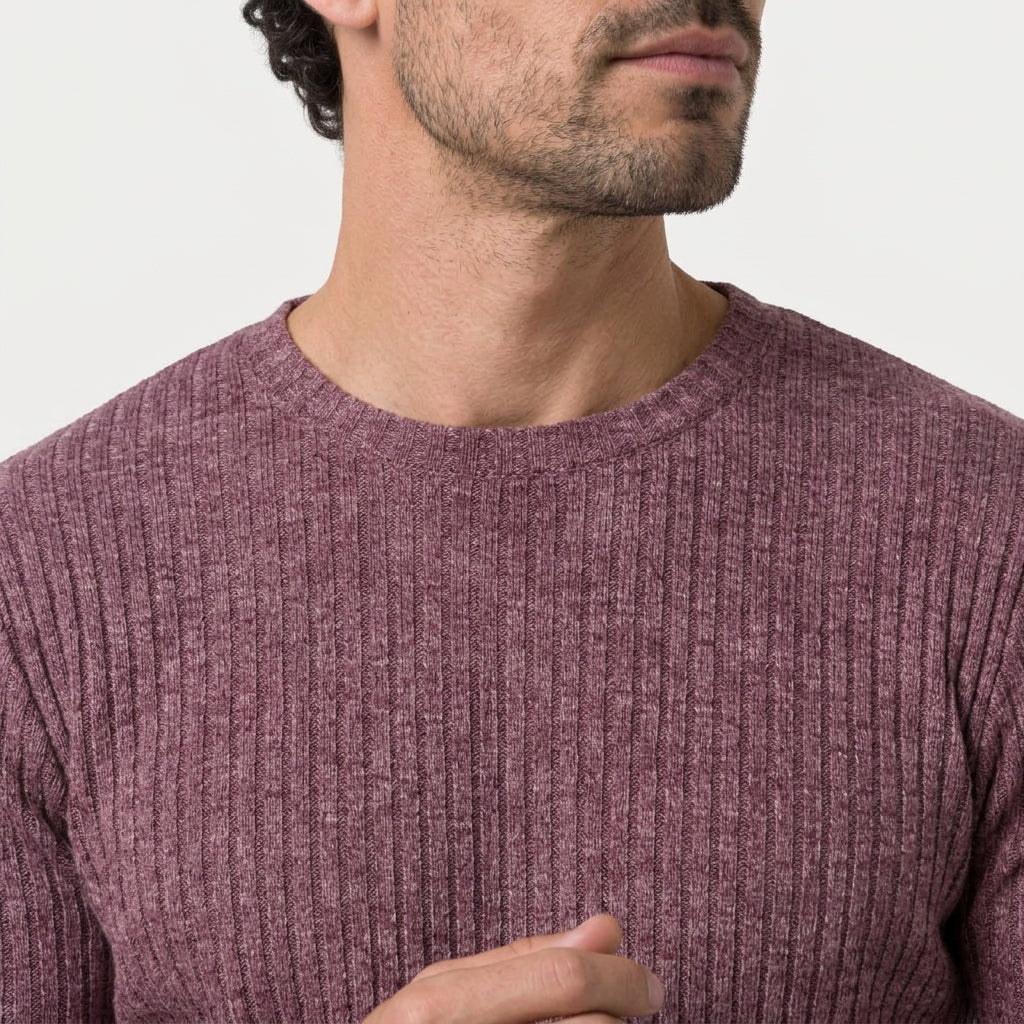 Men's Ribbed Long Sleeve Crew Neck Sweatshirt – Slim Fit