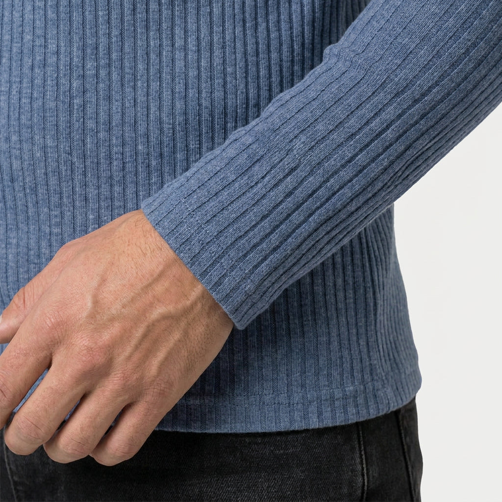 Men's Ribbed Long Sleeve Crew Neck Sweatshirt – Slim Fit