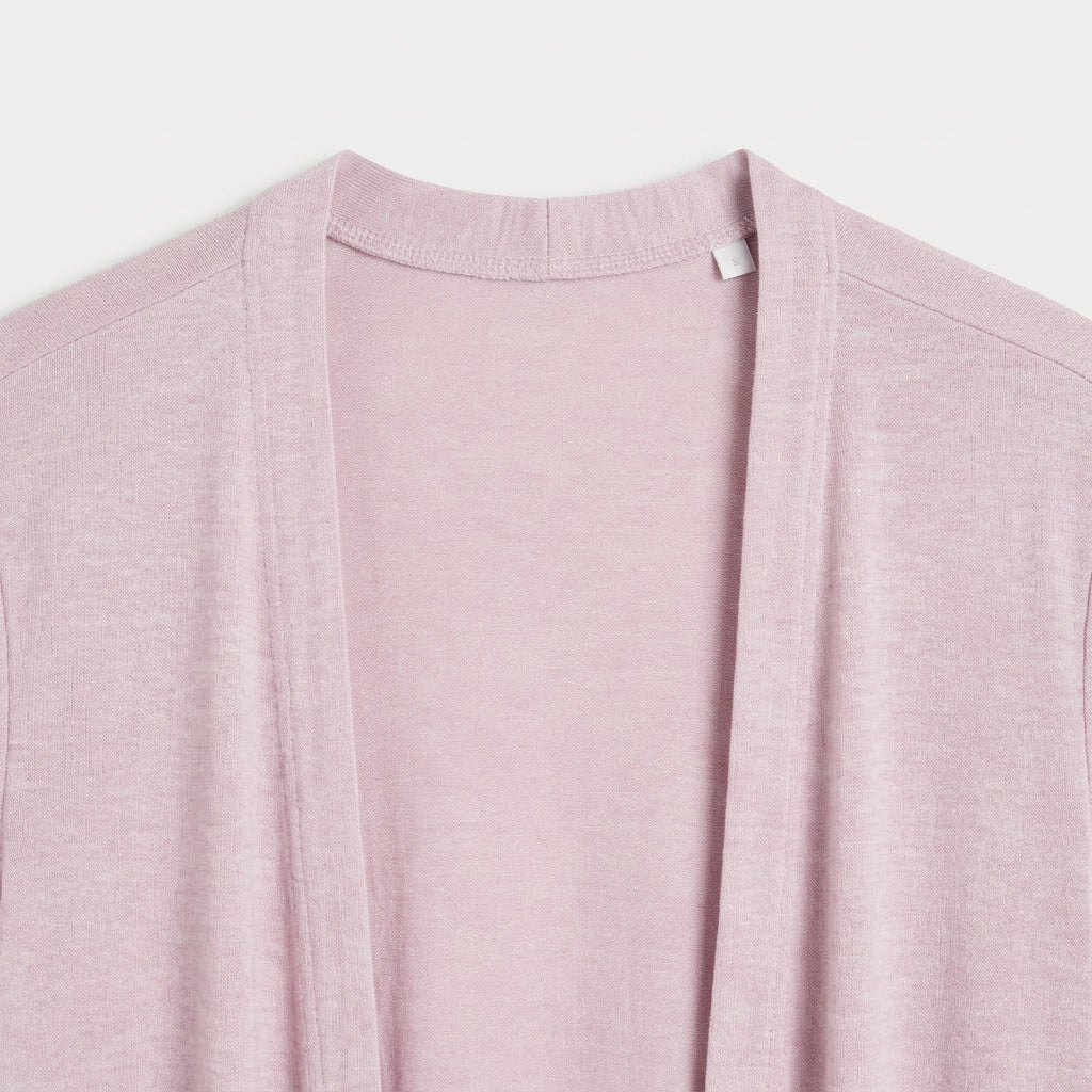 Women's Draped Jersey Cardigan – Open Front, Longline