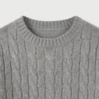 Women's Cable Knit Sweater – Crew Neck, Cropped