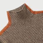 Women's Herringbone Funnel Neck Sweater – Sporty Stripe, Color-Block Trims