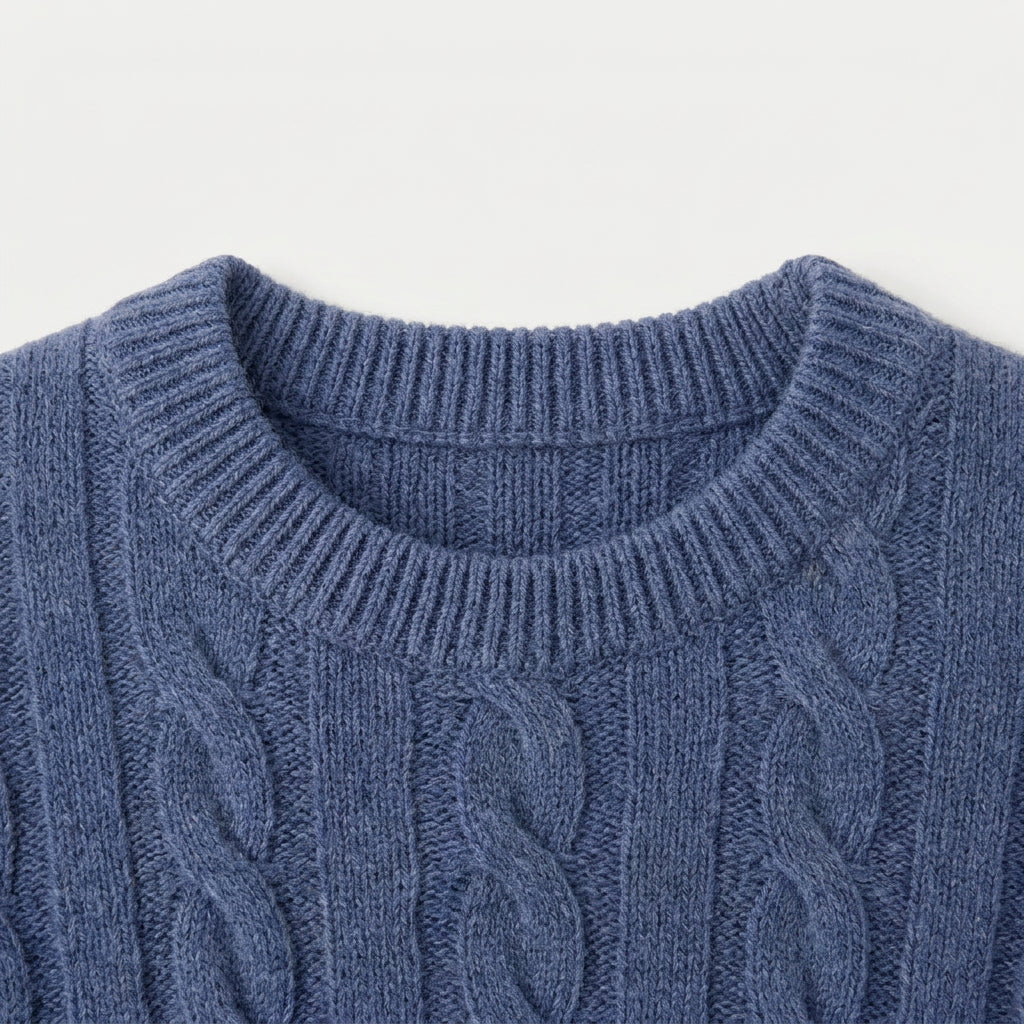 Men's Classic Cable Knit Crew Sweater – Textured
