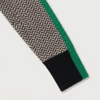 Women's Herringbone Funnel Neck Sweater – Sporty Stripe, Color-Block Trims