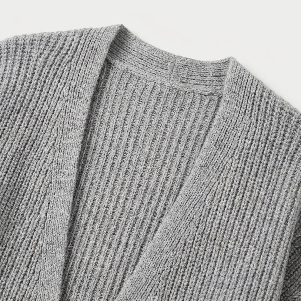 Women's Chunky Knit Cardigan – Open Front, Balloon Sleeve