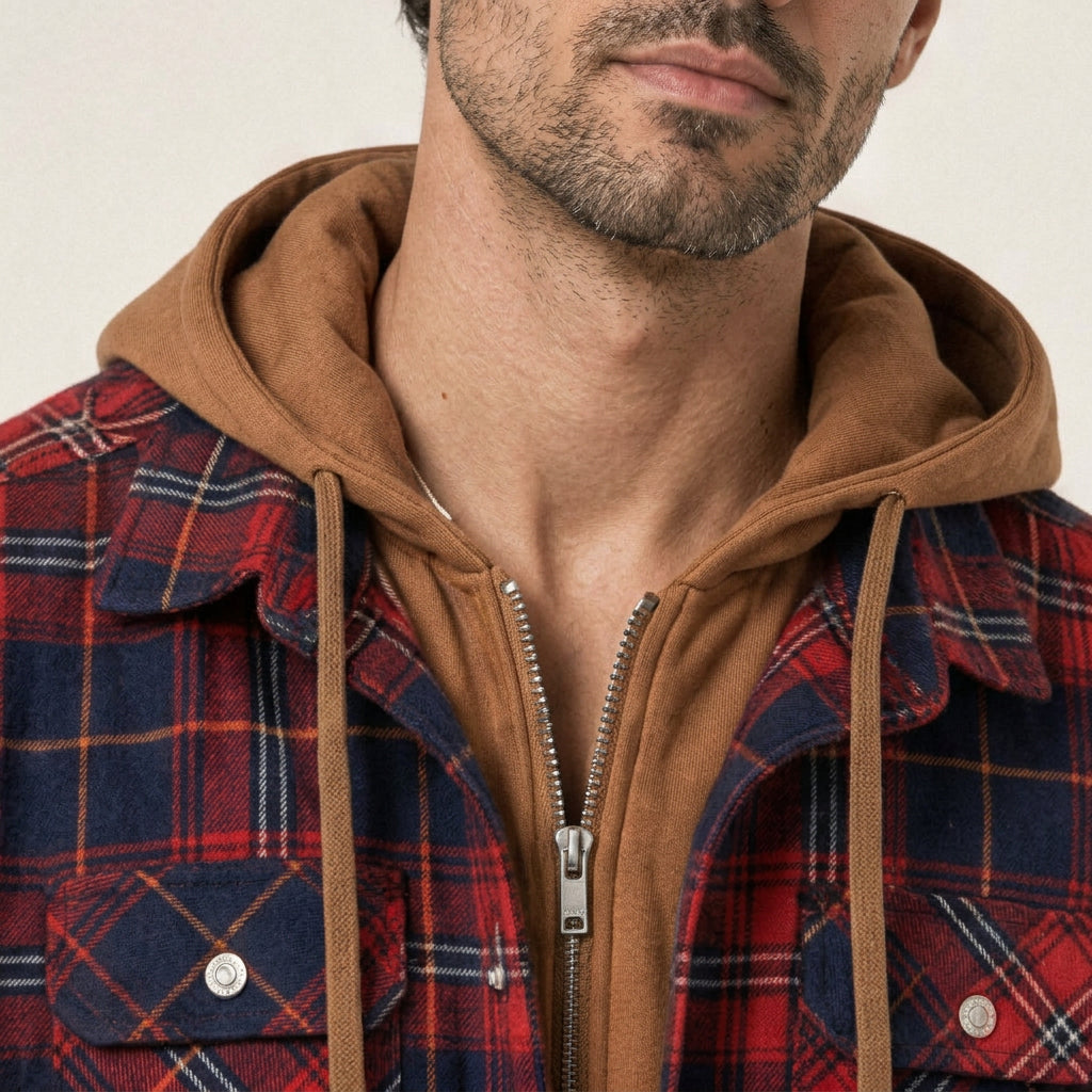 Men's Plaid Hooded Shirt Jacket – Quilted Lining
