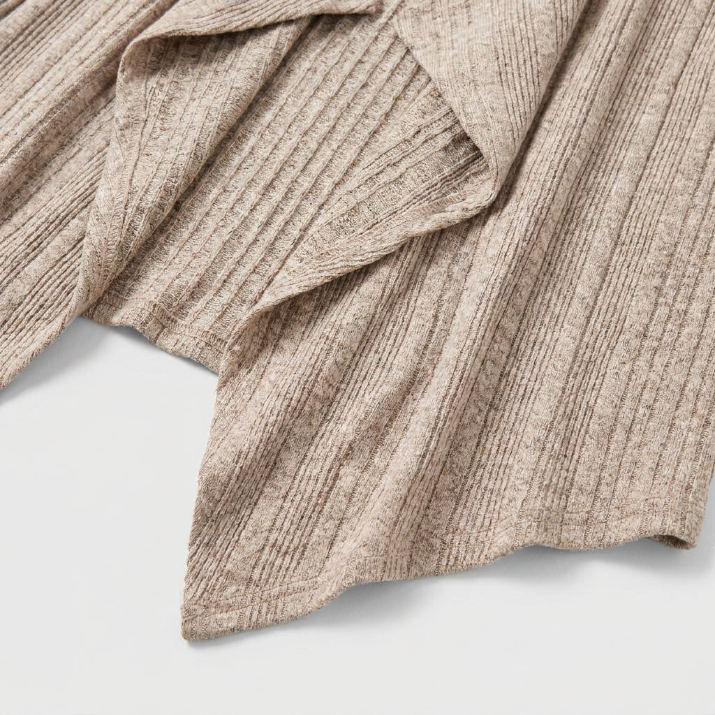Women's Waterfall Cardigan – Ribbed Knit, Draped Front