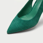 Women's Pointed Toe Slingback Kitten Heels – Suede-Finish