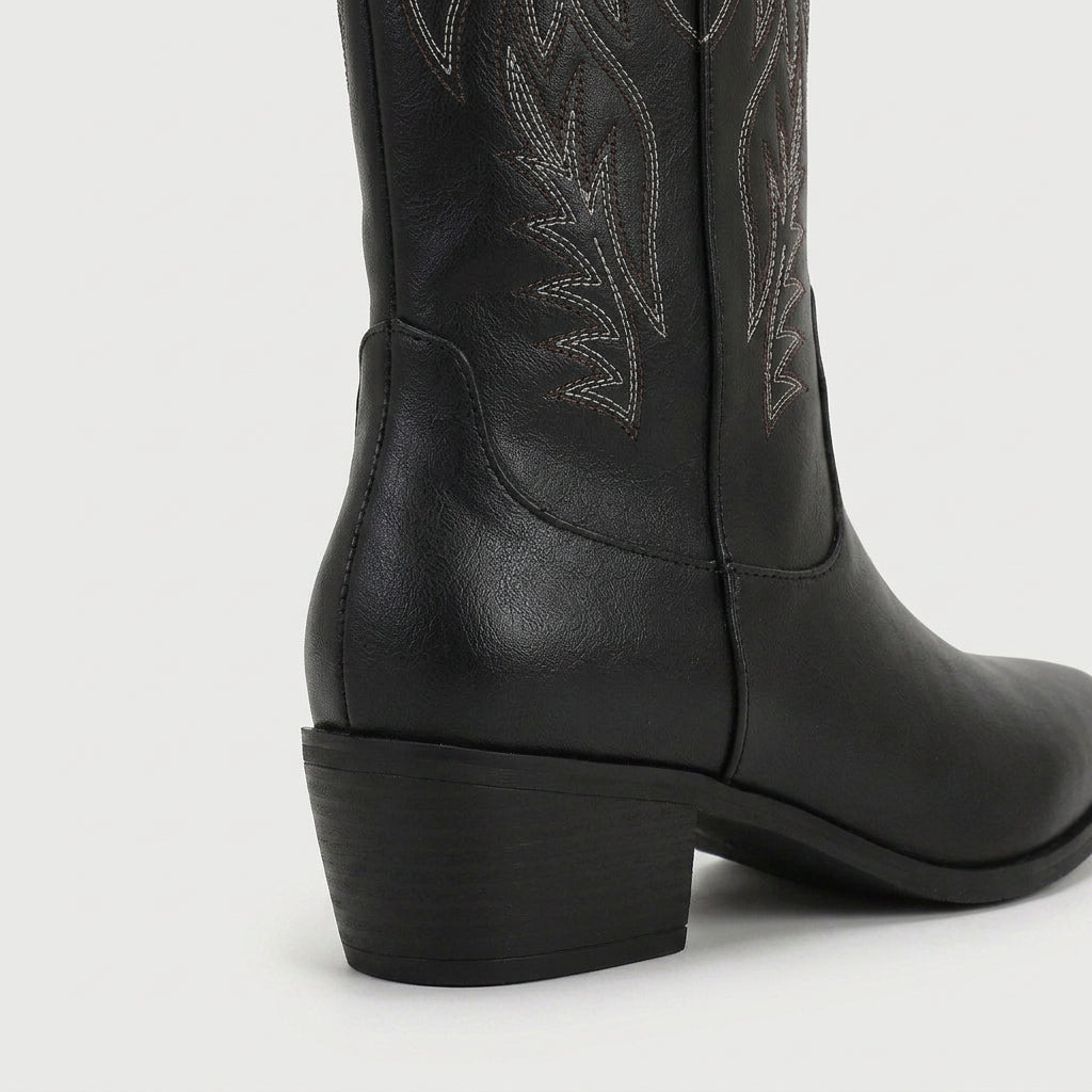 Women's Western Boots – Embroidered, Mid-Calf