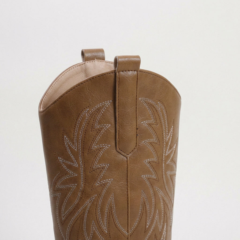 Women's Western Boots – Embroidered, Mid-Calf