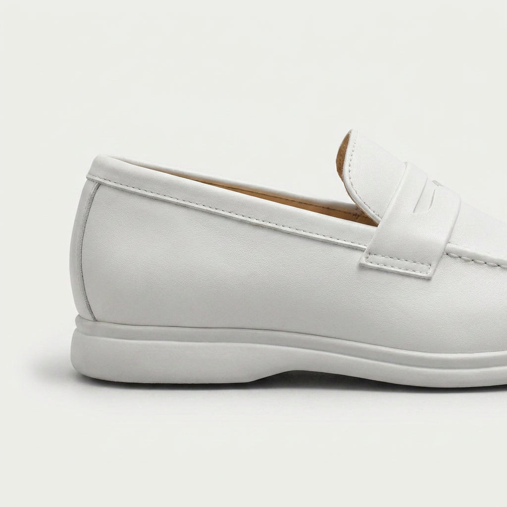 Men's Penny Loafers – White Rubber Sole, Slip-On