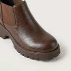Women's Faux Leather Chunky Chelsea Boots – Platform Lug Sole
