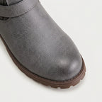 Women's Buckled Knit Cuff Mid-Calf Boot – Lug Sole