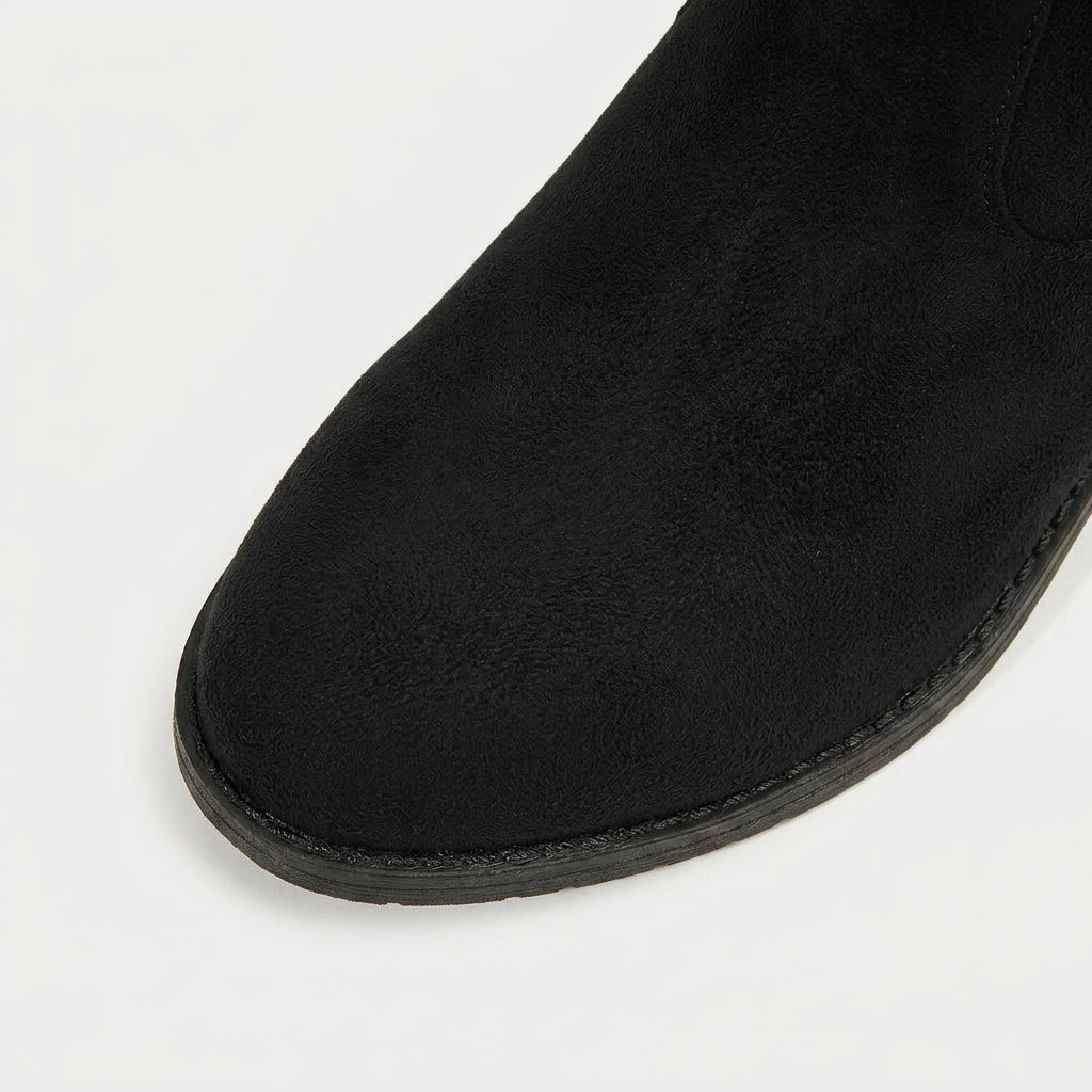 Women's Suede Fringed Mid-Calf Boot – Block Heel