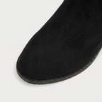 Women's Suede Fringed Mid-Calf Boot – Block Heel