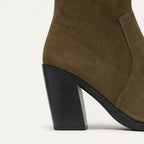 Women's Suede Pointed-Toe Block Heel Boot – Ankle Height