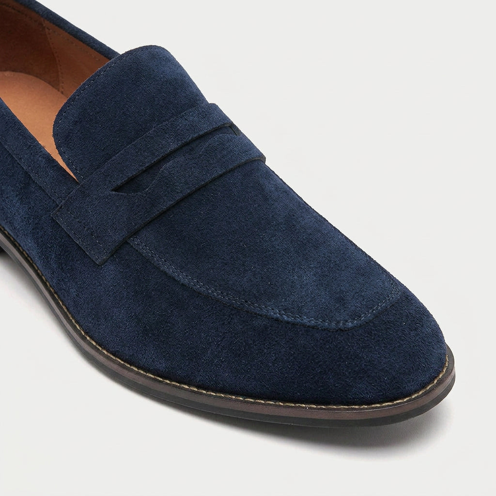 Men's Suede-Finish Penny Loafers – Slip-On