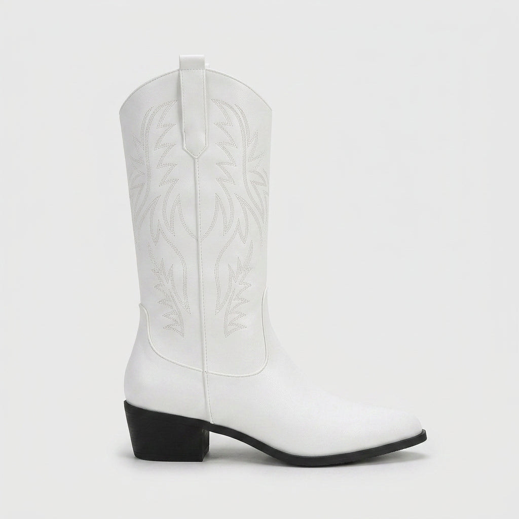 Women's Western Boots – Embroidered, Mid-Calf