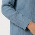 Women's Cotton Gauze Button-Up Blouse – V-Neck
