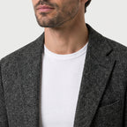Men's Herringbone Two-Button Blazer – Textured Wool Blend