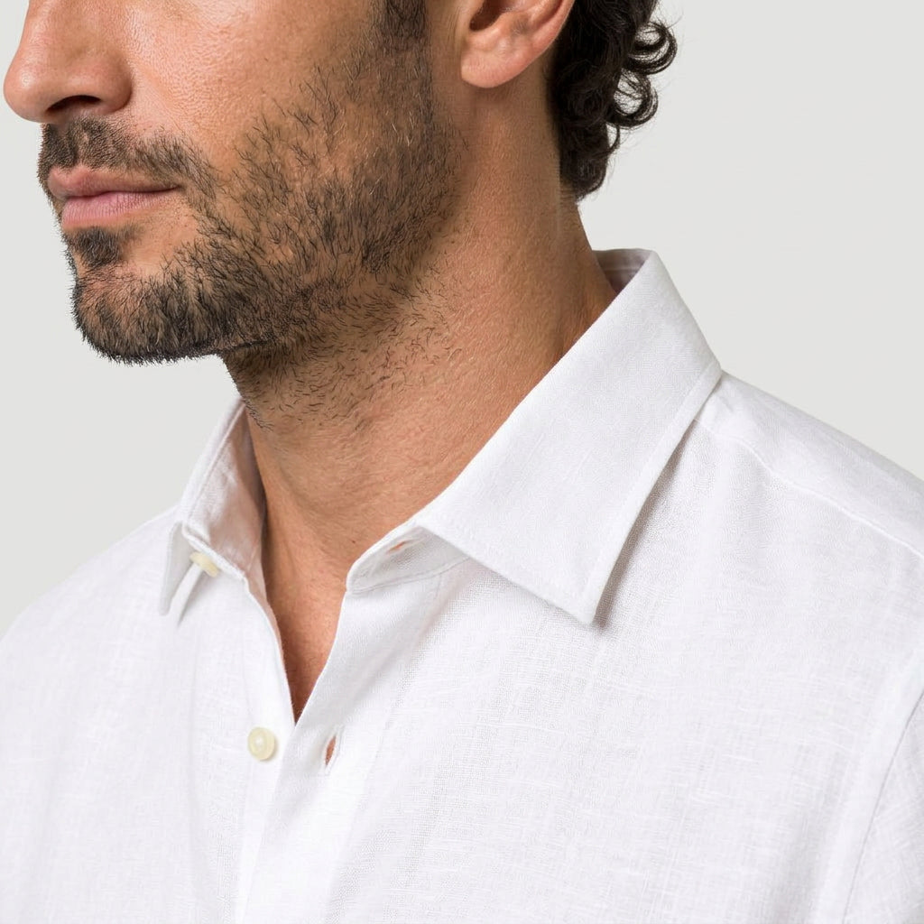 Men's Short-Sleeve Linen Button-Up Shirt – Lightweight