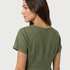 Women's Short Sleeve Pintuck Midi Dress – Pockets
