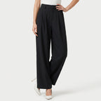 Women's Pleated Wide-Leg Trousers – High Waist