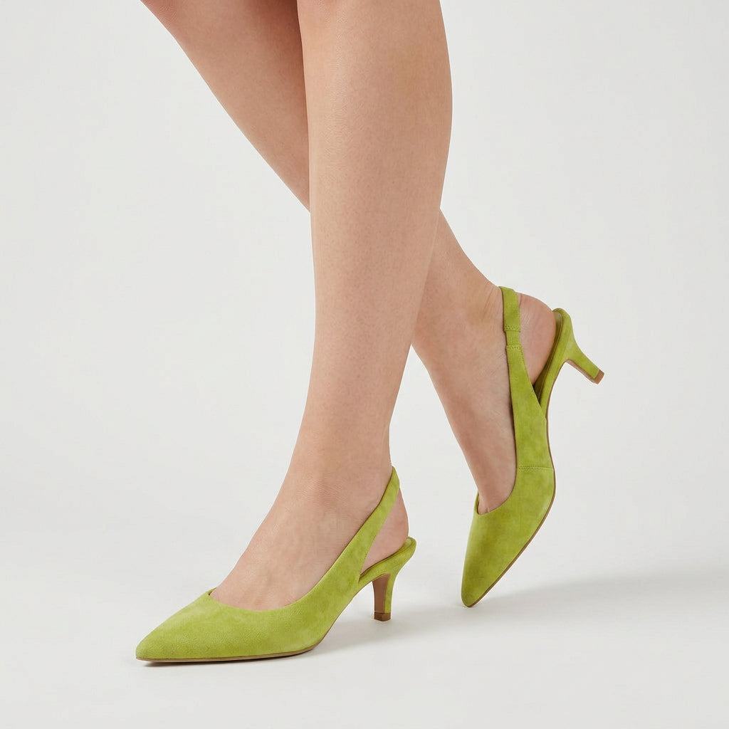 Women's Pointed Toe Slingback Kitten Heels – Suede-Finish