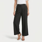 Women's Linen-Blend Wide-Leg Pants – Pleated, High Rise