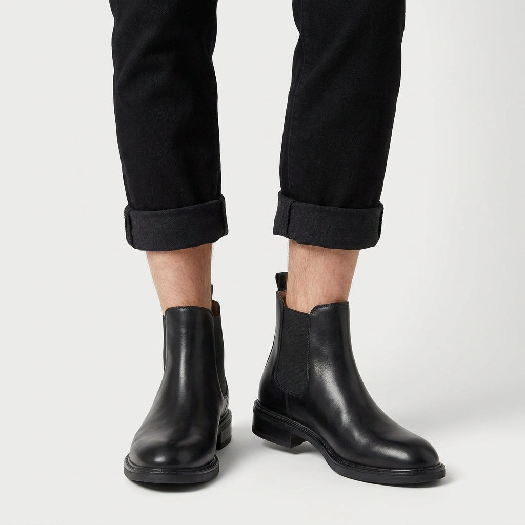 Men's Faux Leather Chelsea Boots – Elastic Side Panels