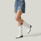Women's Western Boots – Embroidered, Mid-Calf