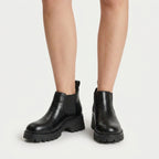 Women's Faux Leather Chunky Chelsea Boots – Platform Lug Sole