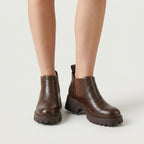 Women's Faux Leather Chunky Chelsea Boots – Platform Lug Sole