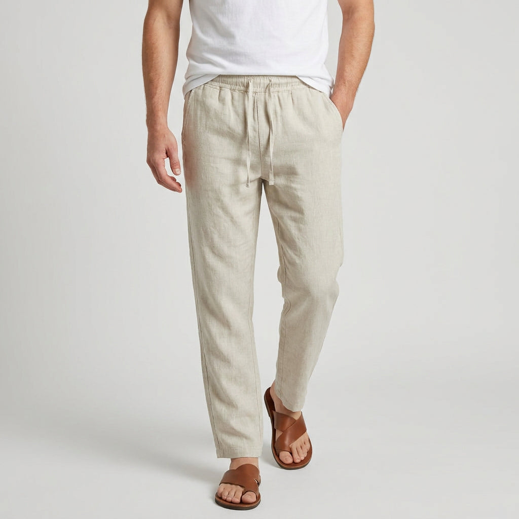 Men's Lightweight Linen Drawstring Pants – Elastic Waist