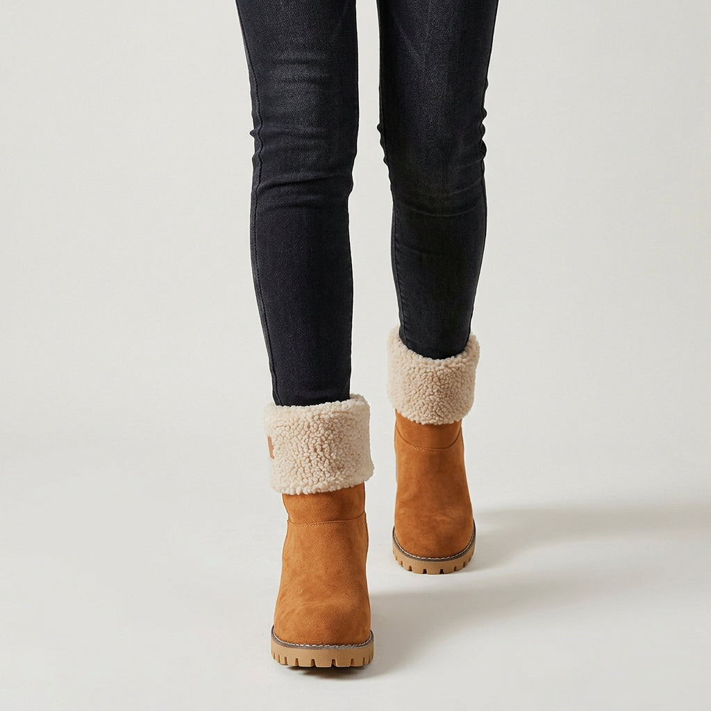 Women's Sherpa Cuff Lug-Sole Mid-Calf Boot – Block Heel