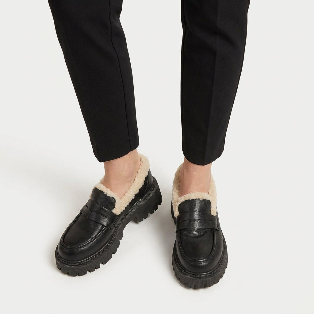 Women's Sherpa-Lined Platform Loafer – Lug Sole
