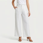 Women's Linen-Blend Wide-Leg Pants – Pleated, High Rise