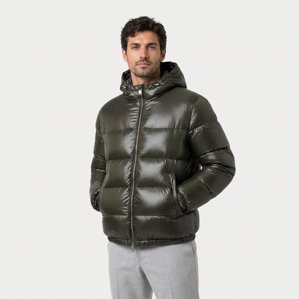 Men's Fitted Hooded Puffer Jacket