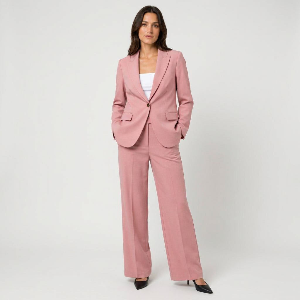 Women's Tailored Suit – Single-Breasted Blazer, Wide-Leg Trousers