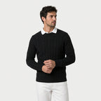 Men's Classic Cable Knit Crew Sweater – Textured