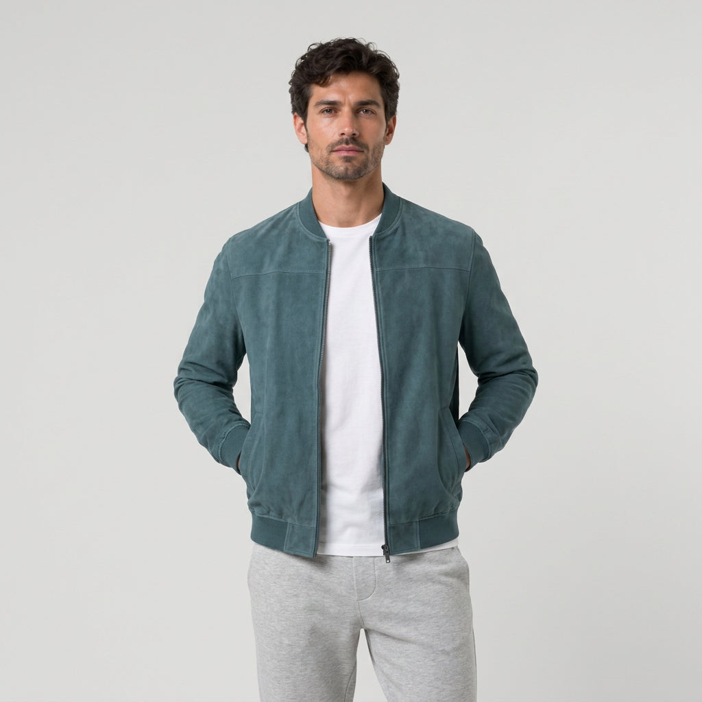 Men's Washed Bomber Jacket – Ribbed Trim