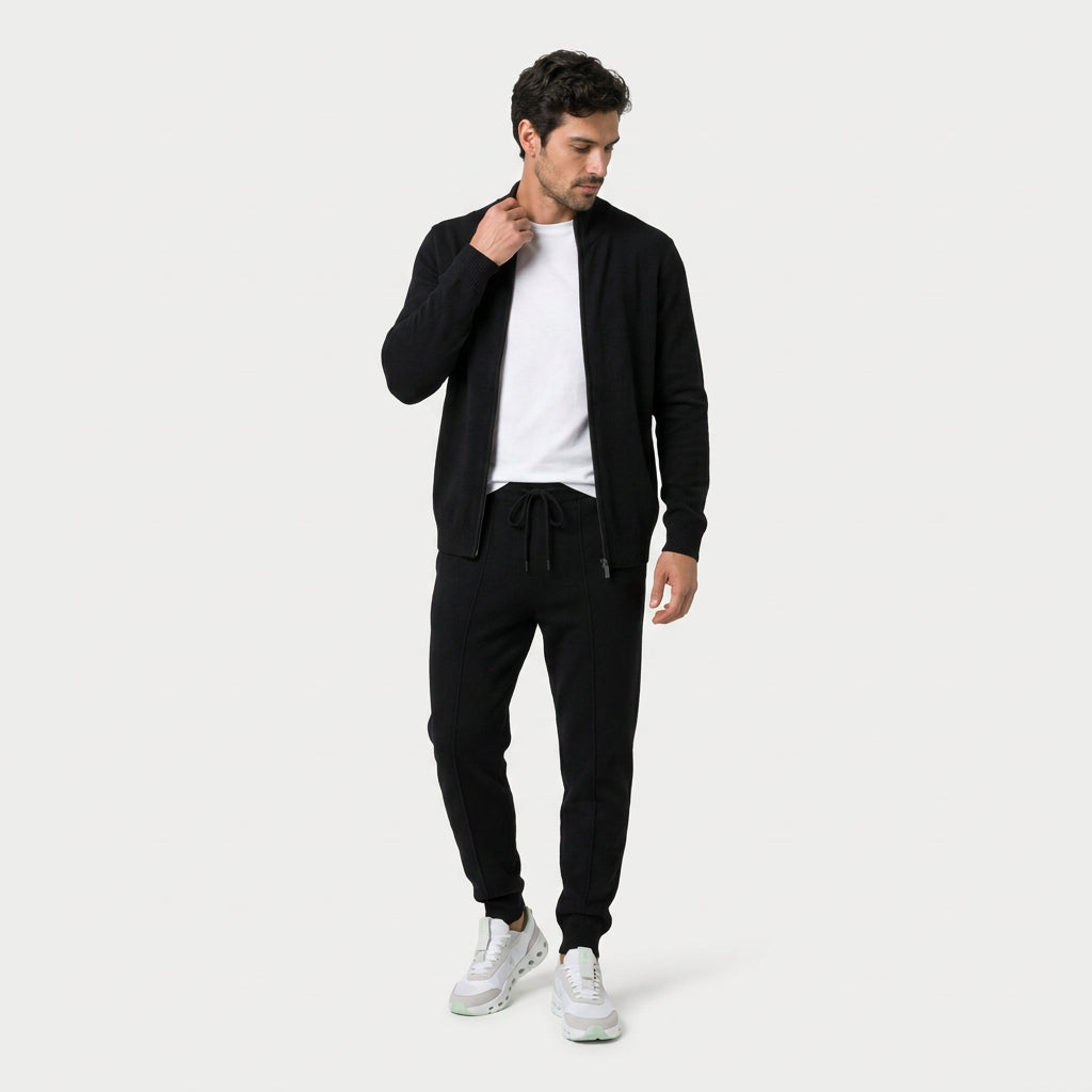 Men's Cashmere Zip Cardigan & Jogger Set – Relaxed Fit